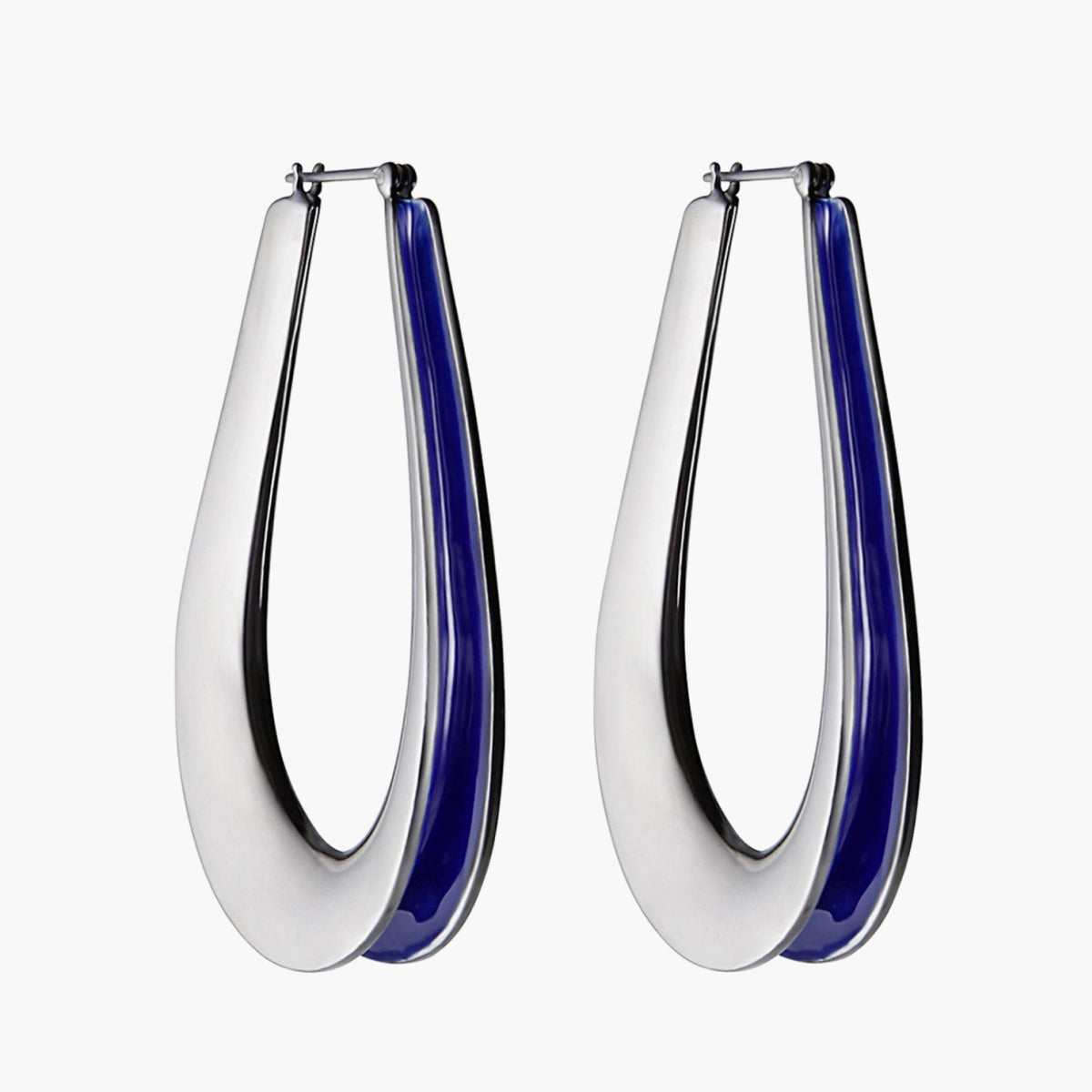 Créoles Ellipse Emaillées Silver Enamel M