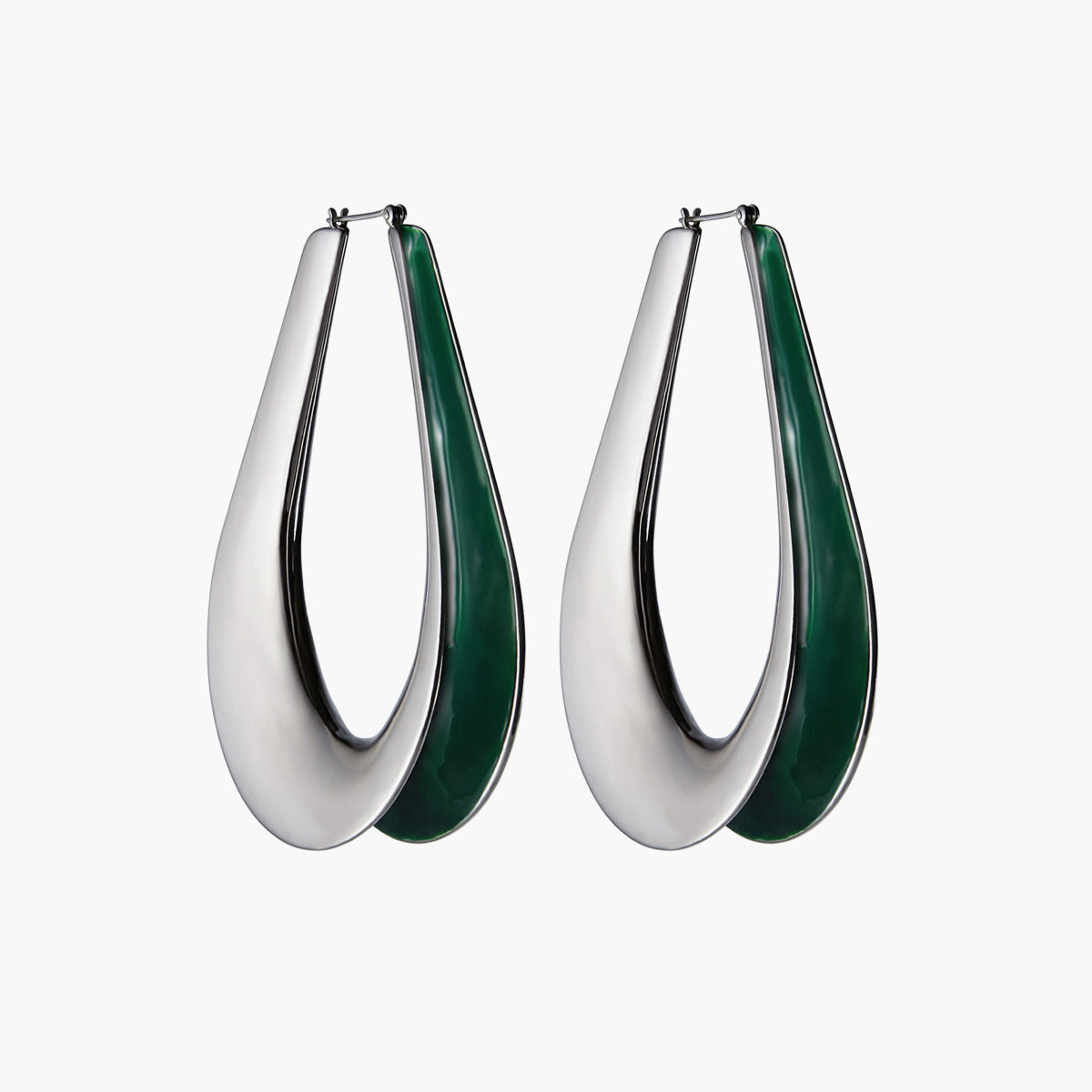 Créoles Ellipse Emaillées Silver Enamel S