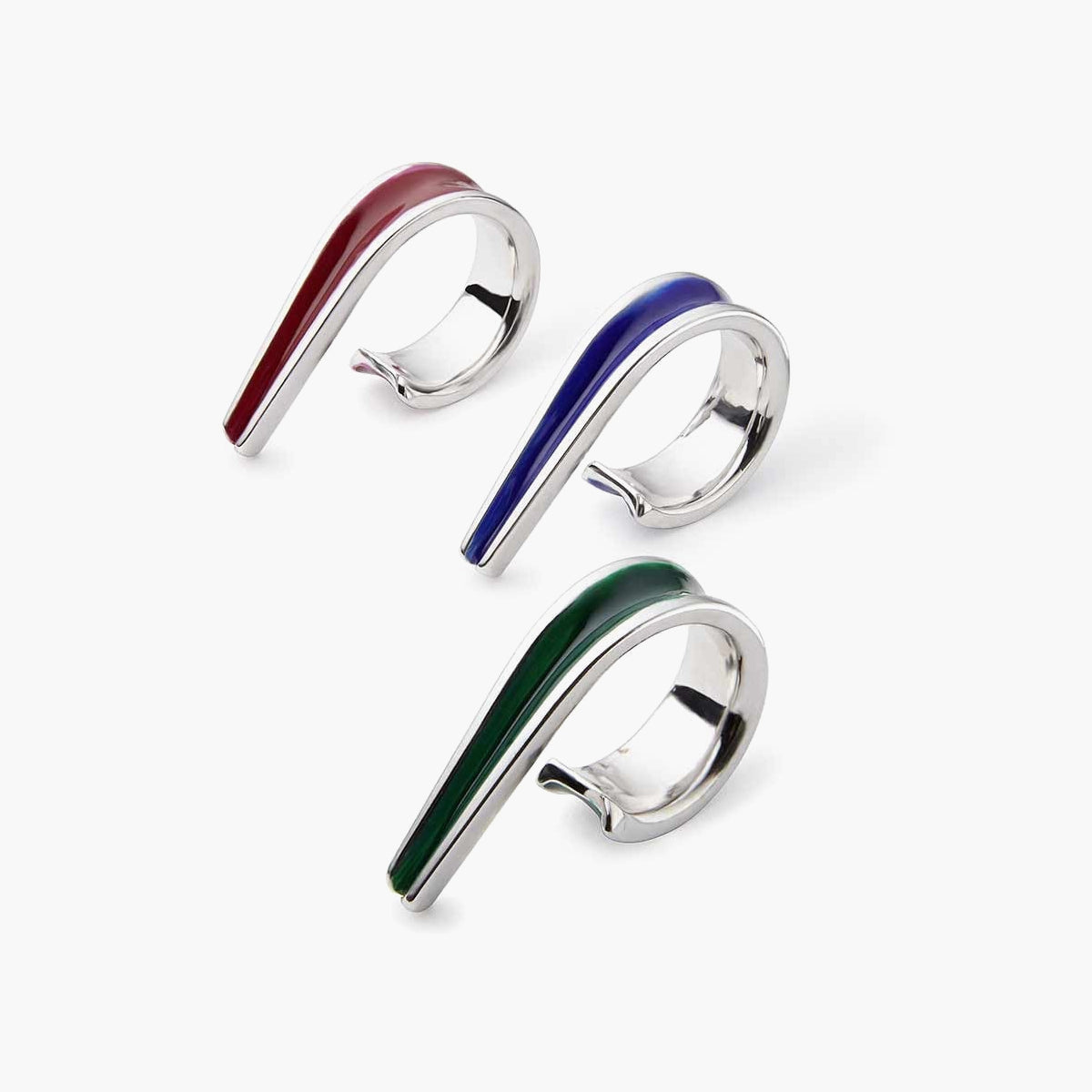 Silver Enamel Ellipse Ring