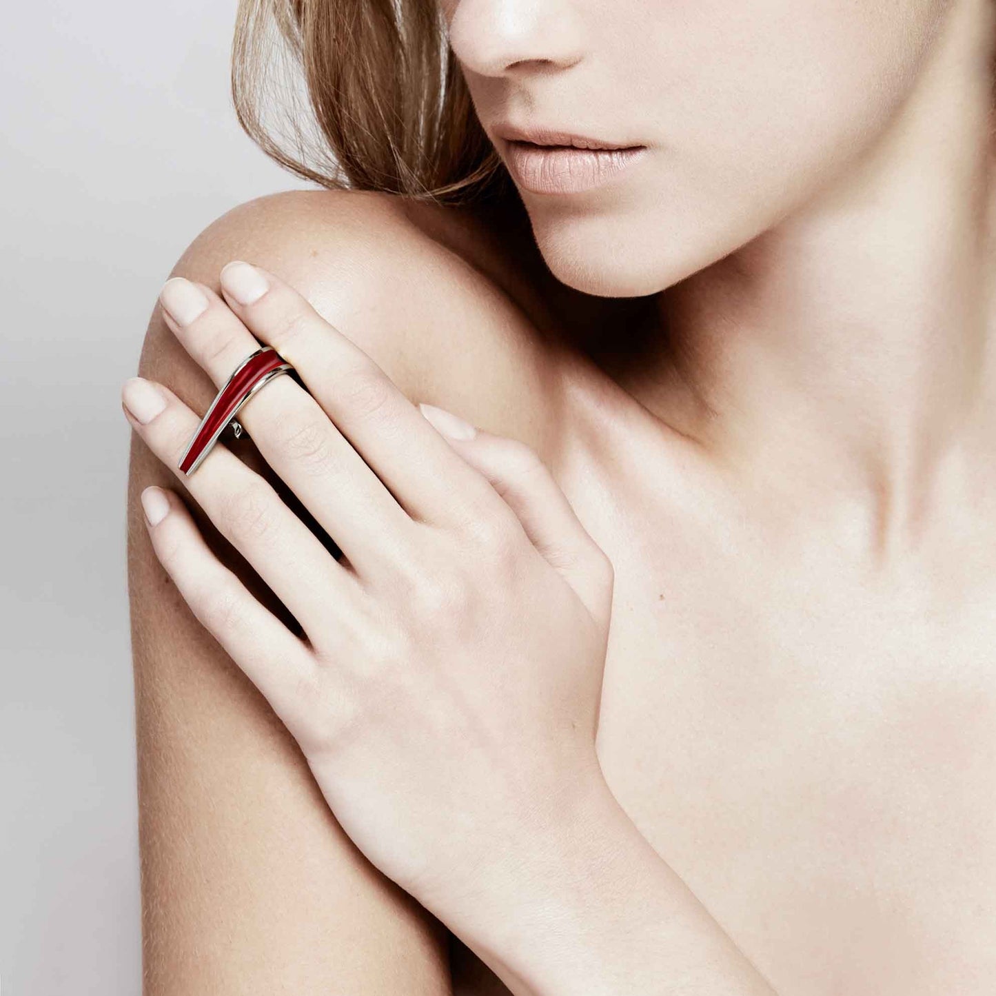 Silver Enamel Ellipse Ring