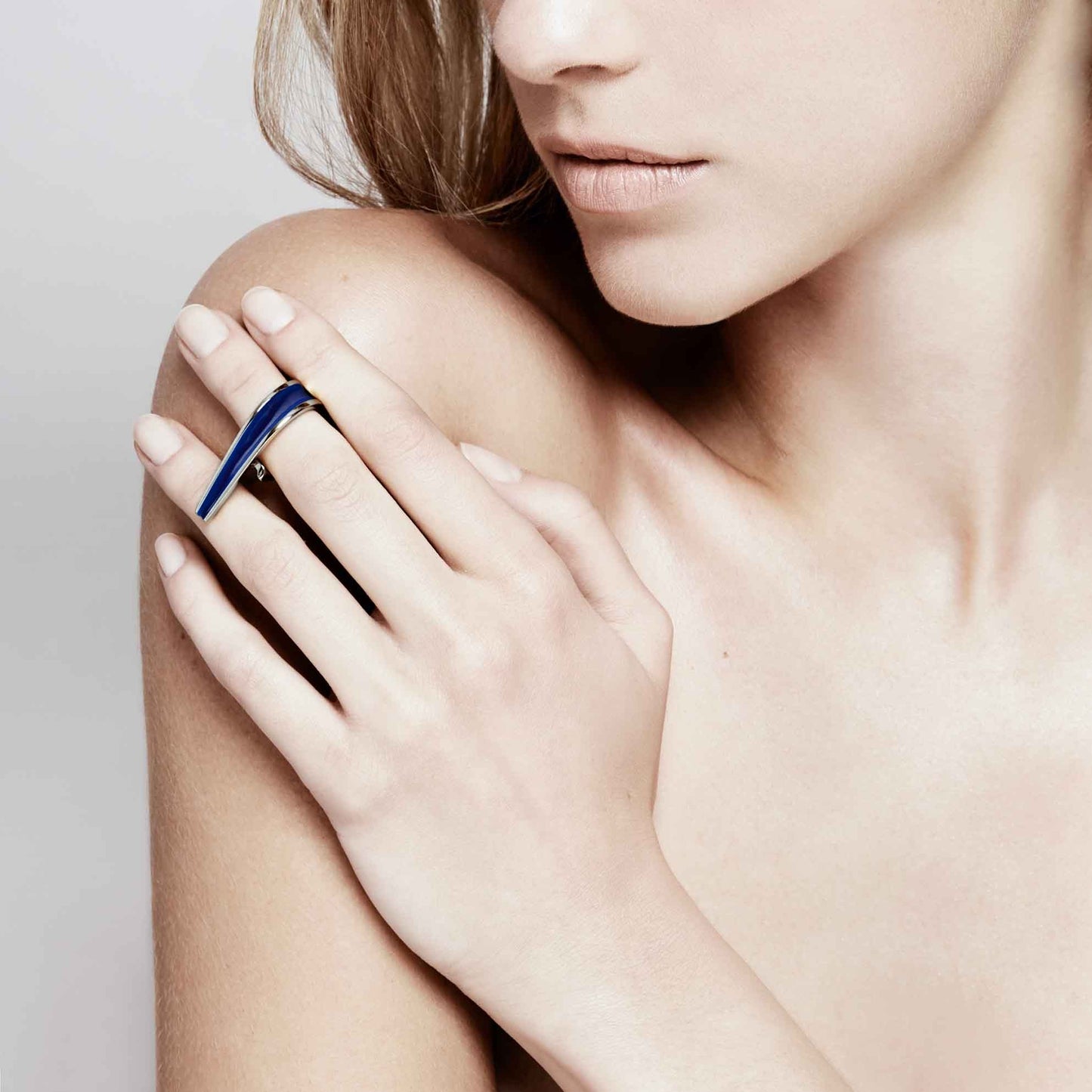 Silver Enamel Ellipse Ring