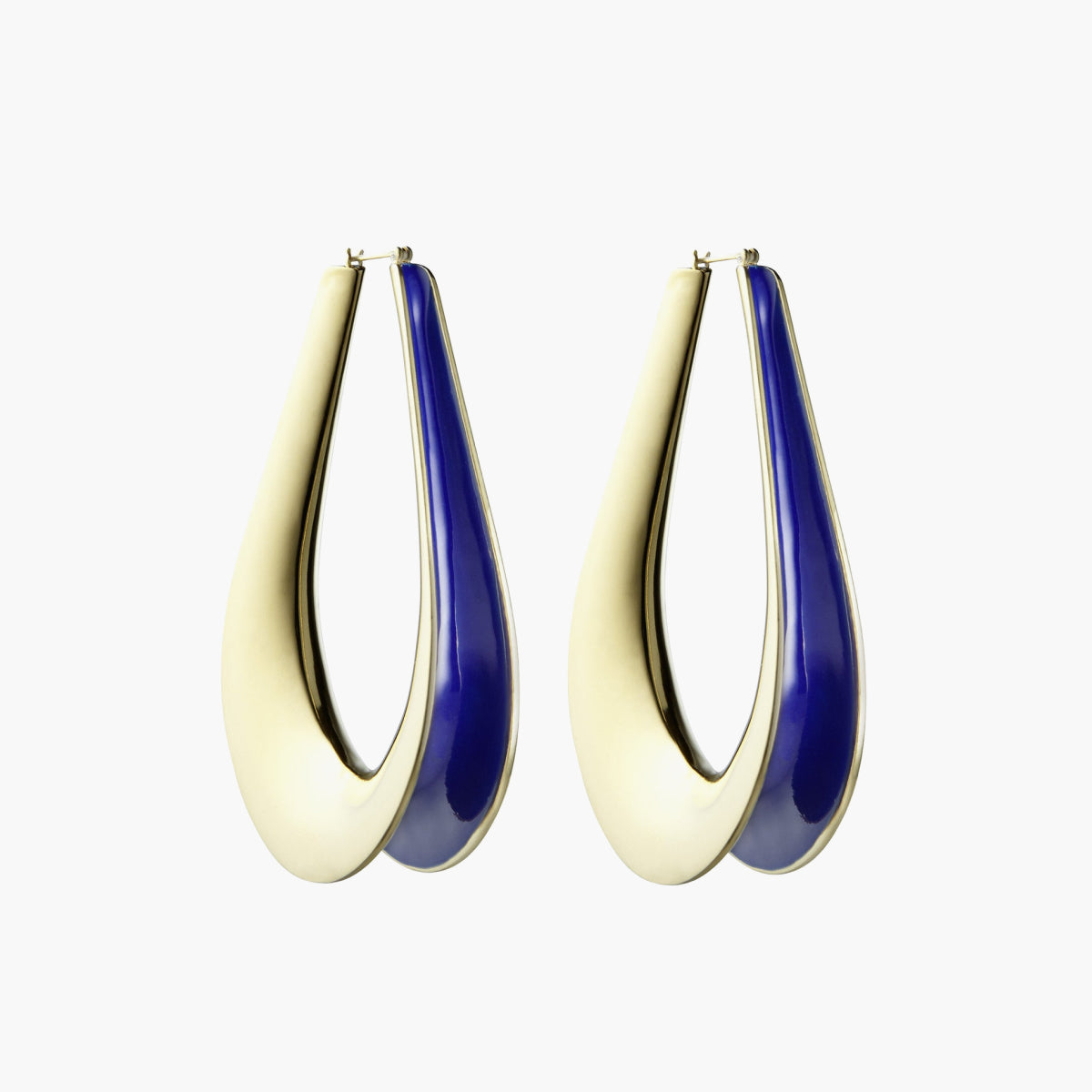 Gold S Enameled Ellipse Hoop Earrings